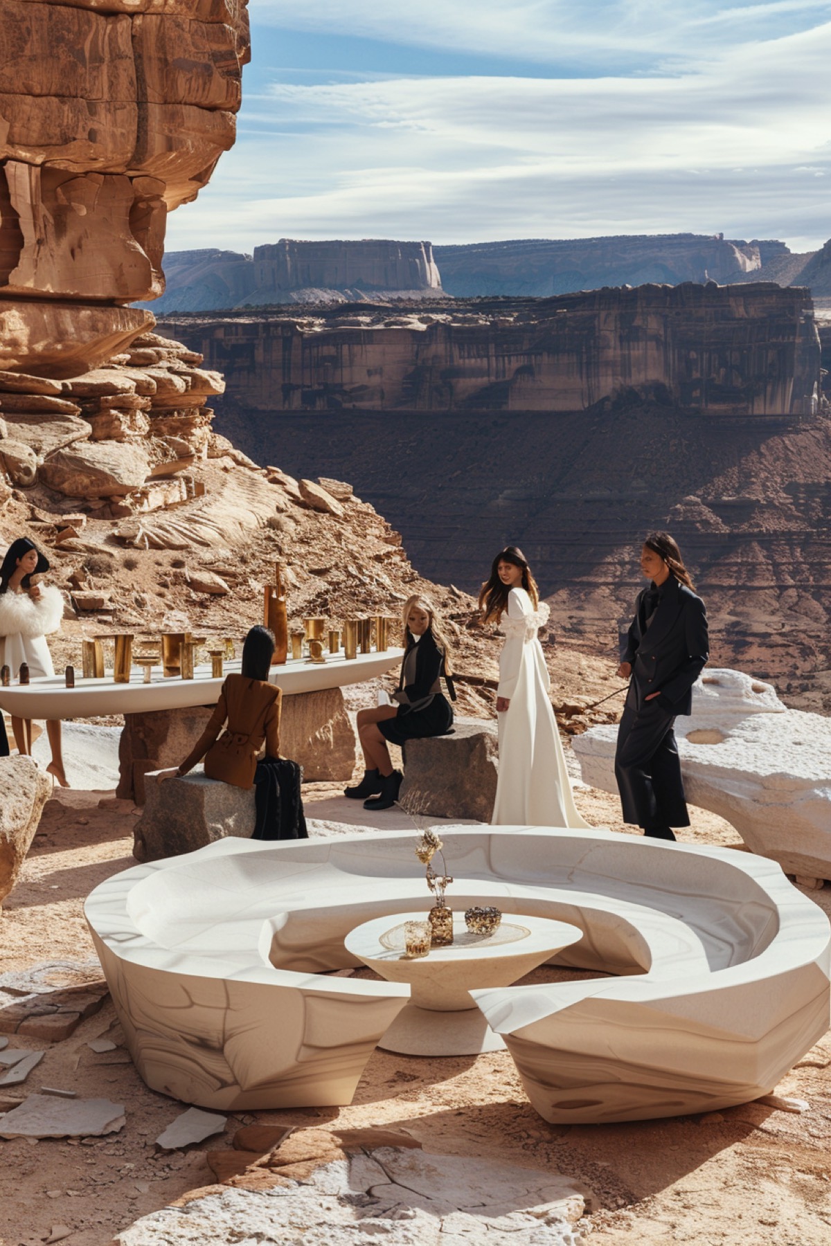 Private party on an open desert plain